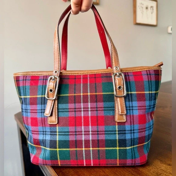 Vintage Coach Wool Tartan Plaid Mini Tote Bag  Y2K 2003 - Picture 7 of 15